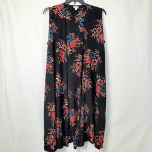LulaRoo XL Black Floral Sleeveless Polyester Cover Top